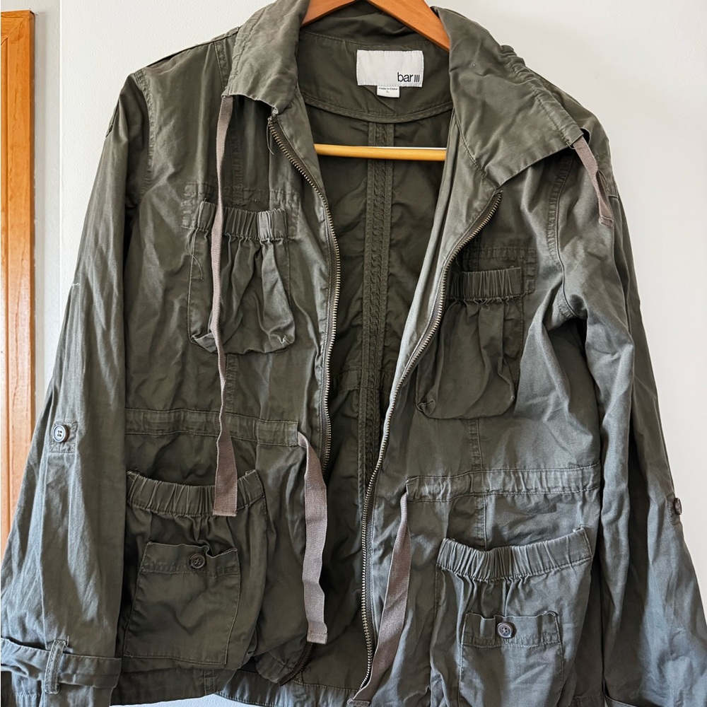 Bar III Women’s Utility Jacket in Army Green - Size L